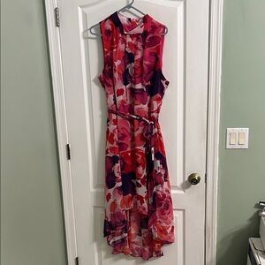 Jessica Howard High Low Sleeveless Floral Dress - Red and Purple